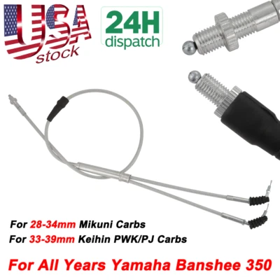 For Yamaha Banshee Cable Braided Dual Thumb Throttle Cable PWK PJ Carb 28-39mm - Image 1 of 4