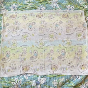 VTG Morgan Baby Blanket Pastel Rainbow Bunny Raccoon Koala Cat Kitten Beaver - Picture 1 of 12