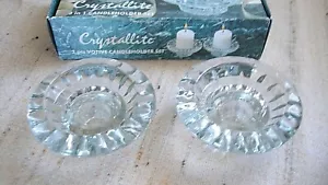 Crystallite Set Votive 3 in One Candle Holders vintage new old stock - Picture 1 of 6