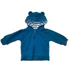 Hanna Andersson Boys 3-6 Months 60 cm Hoodie Jacket Teal Blue White 100% Cotton
