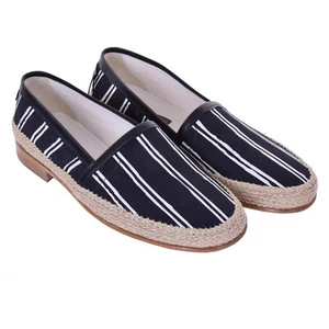 DOLCE & GABBANA Gestreifte Canvas Espadrilles Loafer Schuhe PIANOSA Schwarz Weiß - Bild 1 von 5