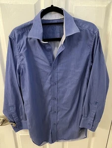 Men’s Shirt Bugatchi Uomo  Shaped Fit Medium Blue  17/42 Pre-own - Picture 1 of 5