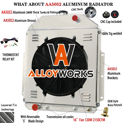 Ventilador de cobertura de radiador de 3 fileiras para 1942-1952 1948 Ford F1 F2 F3 F4 picape motor Ford - Imagem 1 de 4