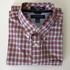 Tommy Hilfiger Mens Size L Long Sleeve Shirt 80s 2 Ply Fabric Plaid Classic Fit