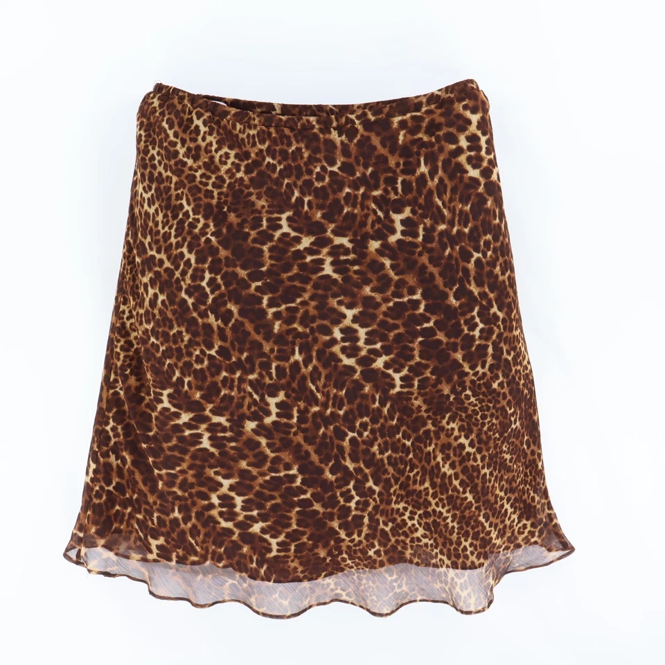 Falda Briggs New York Línea A Para Mujer Talla L Marrón Estampado Animal Elastizada Cintura Forrada Foto 1 de 4