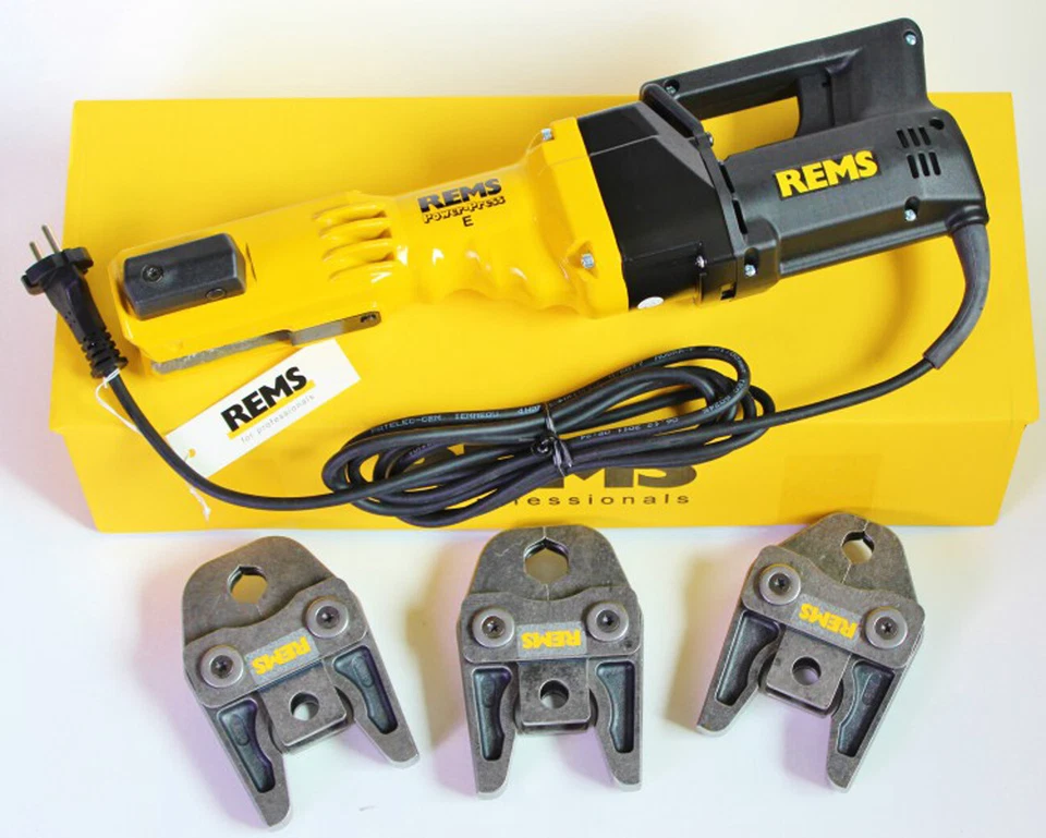 REMS Pressmaschine Power Press E + 3 Pressbacken Presszangen V M paßt auch zu SE - Bild 1 von 1