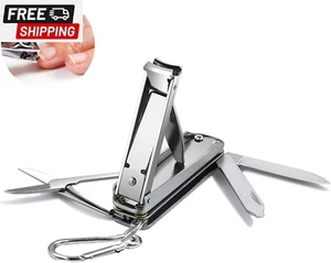 5In1 Multi Nail Clippers, Mini Foldable Portable Nail Cutter with Key Chain, Nos - Picture 1 of 6