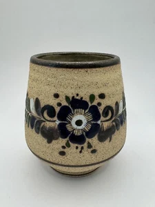 Vintage Tonala mexikanische Volkskunst Keramik handbemalt Blumenvase signiert - Bild 1 von 6