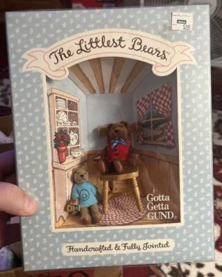 Gund The Littlest Bears Miniatures Father & Son Wooden Chair Fully Jointed 1994 - Image 1 of 2