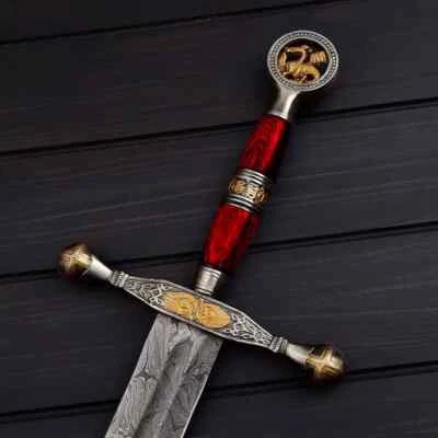Hand Forged Handmade Damascus Steel Viking Sword Battle Ready Medieval Sword - Image 1 of 4
