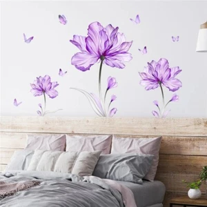 Removable Flower Decal Lotus Wall Stickers 3D Wall Art Girls Bedroom Home Decor - Picture 1 of 5