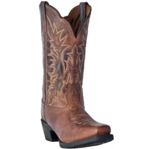 Laredo Ladies Malinda Distressed Tan Square CS Toe Western Boots 51134 Women’s 7 - Picture 1 of 5