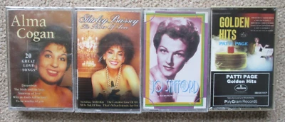 4 x new / sealed cassette tapes. Patti Page. Jo Stafford, Alma Cogan, S Bassey. - Image 1 of 2