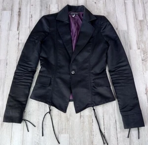 AFFLICTION Premium Women BLAZER /JACKET Size XS Black Lined Y2K - Picture 1 of 18