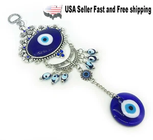 Dije Amuleto Ornamet Amuleto Azul Ovalado Turco Estrás Grande Azul Mal de Ojo (Nazar) - Imagen 1 de 6