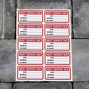 10 x Next Service Stickers Car Van Truck Garage Oil Change Reminder - Red - 5416