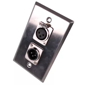 Edelstahl Wandplatte - ein XLR Stecker und eine XLR Buchse Stecker - Bild 1 von 2