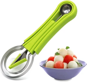 Melon Baller Scoop Set,4 in 1 Fruit Cutters Shapes（Green） - Picture 1 of 11