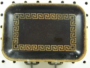 1 Black with Gold Trim Snack Tray Ductillite Black Plate, Wheeling Steel - Picture 1 of 2