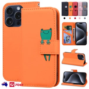 For iPhone 16e 16 15 14 13 12 11 Pro Max 8 7 Cute Leather Flip Cover Wallet Case - Picture 1 of 59