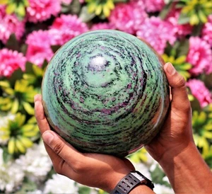 190 mm Natural Rubí Zoisita Meditación Aura Sanación Espíritu Piedra Esfera - Imagen 1 de 10