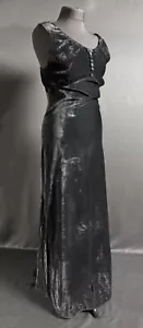 Stilvolles Vintage Mode 1930er Jahre Art Deco schwarz Samt Abendkleid - Bild 1 von 16