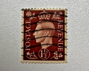 1938 UK 1 1/2d Postage Revenue Stamp - King George VI - Used - Picture 1 of 2