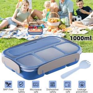 Brotdose für Kinder Erwachsene Lebensmittelbehälter Picknick Bento Aufbewahrungsbox 4 Fächer - Bild 1 von 11