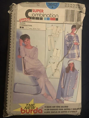 VTG Burda #3642 Jacket Vest Skirt Pants Tshirt Pattern UNCUT FF Sz 10-20 - Image 1 of 2