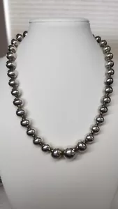 Native Cippy Crazy Horse CZH Sterling Pearls Beaded Beads Necklace 18" - Picture 1 of 8