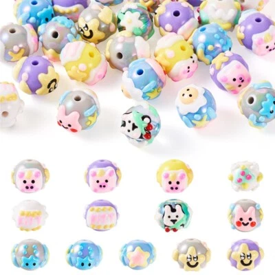 26 piezas de cuentas de acrílico opaco pintado a mano con esmalte de dibujos animados artesanías 15x17 ~ 19 mm Foto 1 de 4