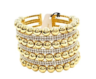 娜塔莎水钻手镯金色串珠跑道时尚珠宝首饰 — 第 1/4 张图片