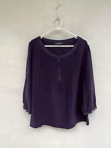 💥 SPORTSCRAFT 100% SILK royal Purple Blouse Shirt Tee 18 XL - Picture 1 of 4