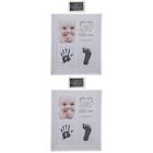  2 Sets Picture Frame Keepsake for Newborn Hand Foot Inkpad Photo Souvenir