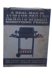 Parrilla para barbacoa al aire libre divertida masculina patio imagen artística para hombres día del padre mordaza regalo NUEVO - Imagen 1 de 1