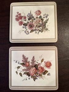 Pair Vintage Pimpernel Trivet/Casserole Stand Garden Flowers England 7.5"x8.5" - Picture 1 of 9