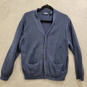 Chaps Cardigan Sweater Mens Size Medium Pockets Grandpa Core Warm Mr Rogers Cozy - Picture 1 of 7