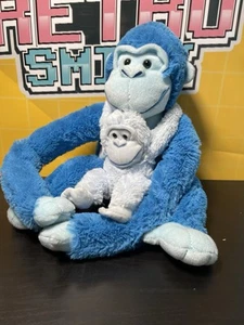 Toys R Us Animal Alley Blu Appeso Mamma e Bambino Scimmia 2007 15" Vintage - Foto 1 di 8