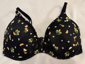 PINK Victorias Secret Citrus Fruit Black Push-up Bikini Top Size Medium NWOT - Picture 1 of 3
