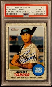 GLEYBER TORRES 2017 TOPPS HERITAGE Real One GRAY On Card AUTO 05/25 PSA 10 POP 7 - Picture 1 of 5