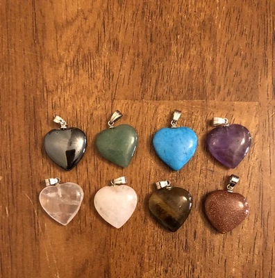 批量 心形石吊坠 银色 带多种不同颜色的心 (P1) — 第 1/4 张图片