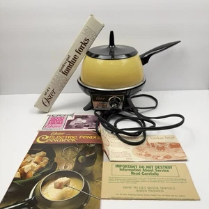OSTER Electric Fondue Pot Harvest Gold Vintage Set with Box Forks Manual - Picture 1 of 22