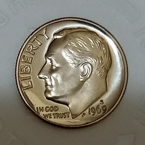 1969 S Roosevelt Mint Proof Dime from Proof Set - Bild 1 von 4