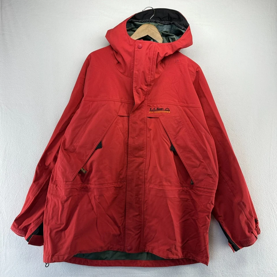 Chaqueta LL Bean Para Hombre XL Roja Goretex Todas las Condiciones Cremallera Con Capucha De Colección Nylon y2k Foto 1 de 4