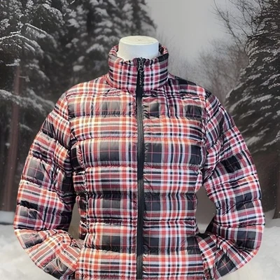 Chaqueta acolchada cálida para camping Eddie Bauer 650 para mujer talla XS plumón empacable a cuadros Foto 1 de 4