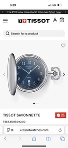 Tissot T-Pocket Savonnette Blue Dial Men's T862.410.19.042.00 Pocket Watch - Picture 1 of 12