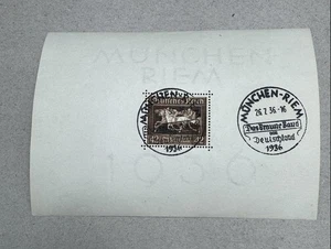 Alemania Tercer Reich Scott #676 1936 Das Braune Band Carreras de Caballos Hoja de Estampillas - Imagen 1 de 5