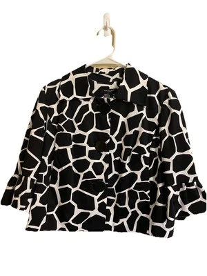 SANDRO 短夹克黑色白色印花铃铛 3/4 袖小号中号  — 第 1/4 张图片