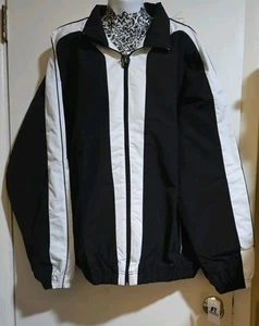 Vintage Russell Athletic Windbreaker Jacket XL Black/White Zip - Picture 1 of 9