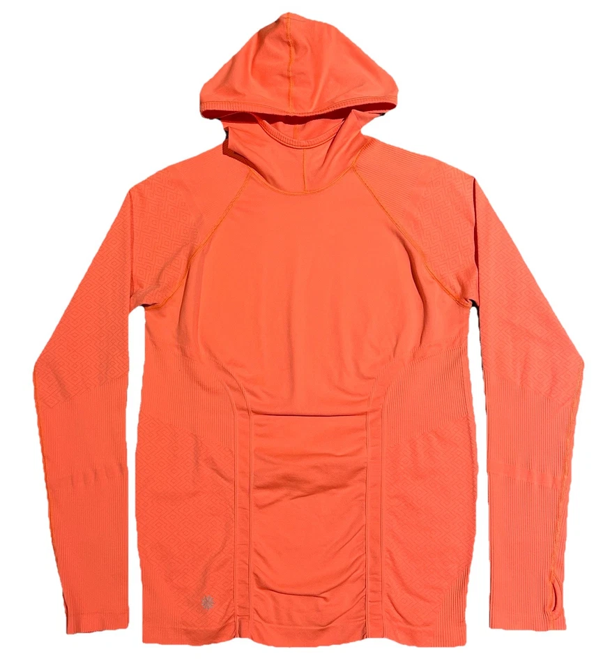 Camisa com capuz feminina Athleta manga longa treinamento atlético GG coral ESTADO PERFEITO! - Imagem 1 de 4